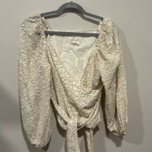 NWT Anthropologie Long Sleeve Wrap Blouse Sequins